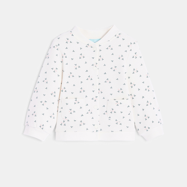 جاكيت تيدي من الميلتون أبيض بنقشة الأزهار للفتيات الصغار